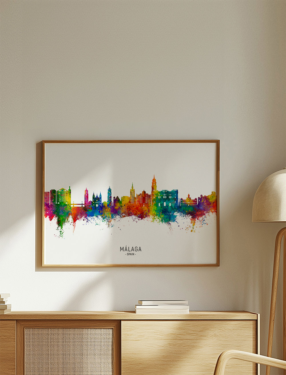 Bybillede Málaga akvarel skyline