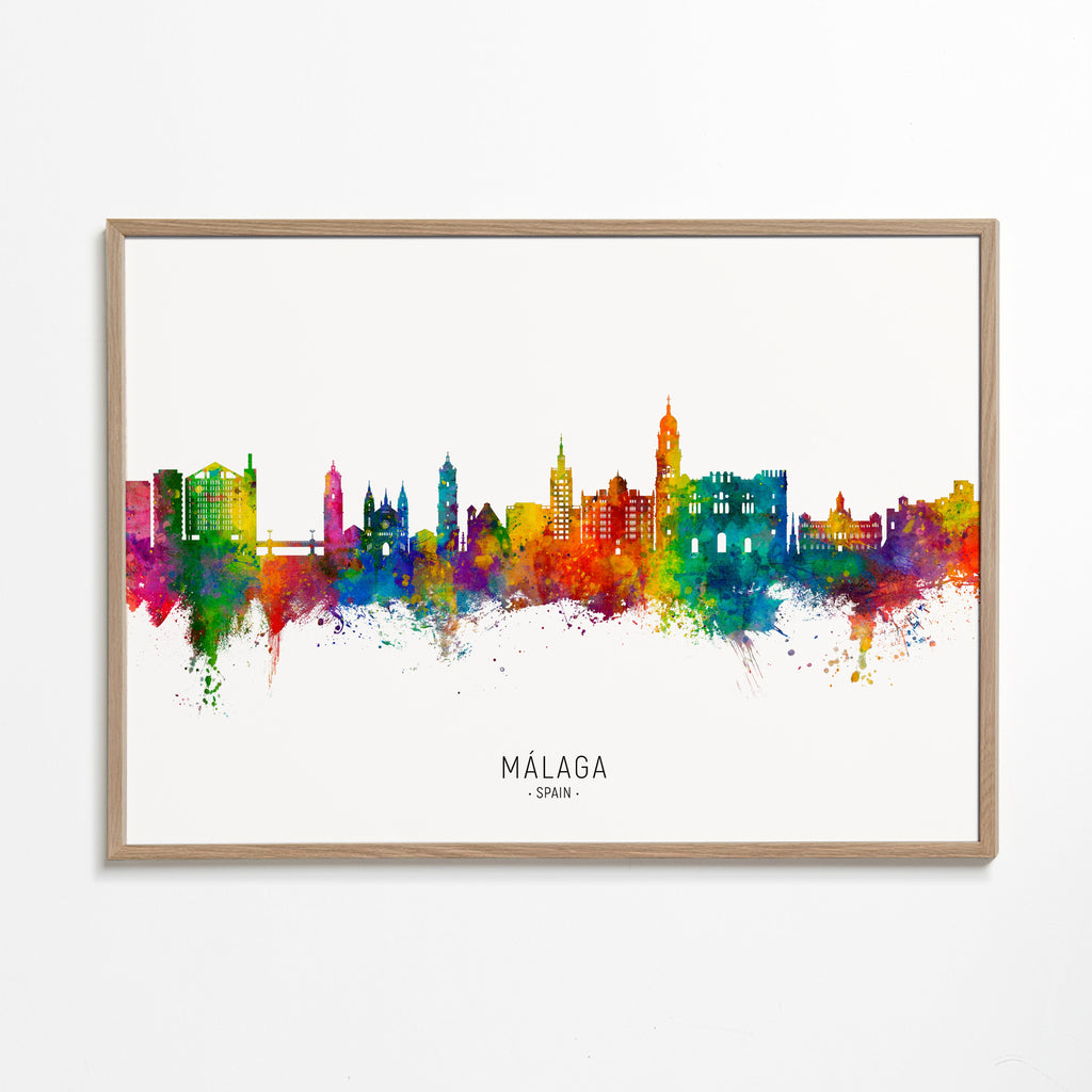 Bybillede Málaga akvarel skyline
