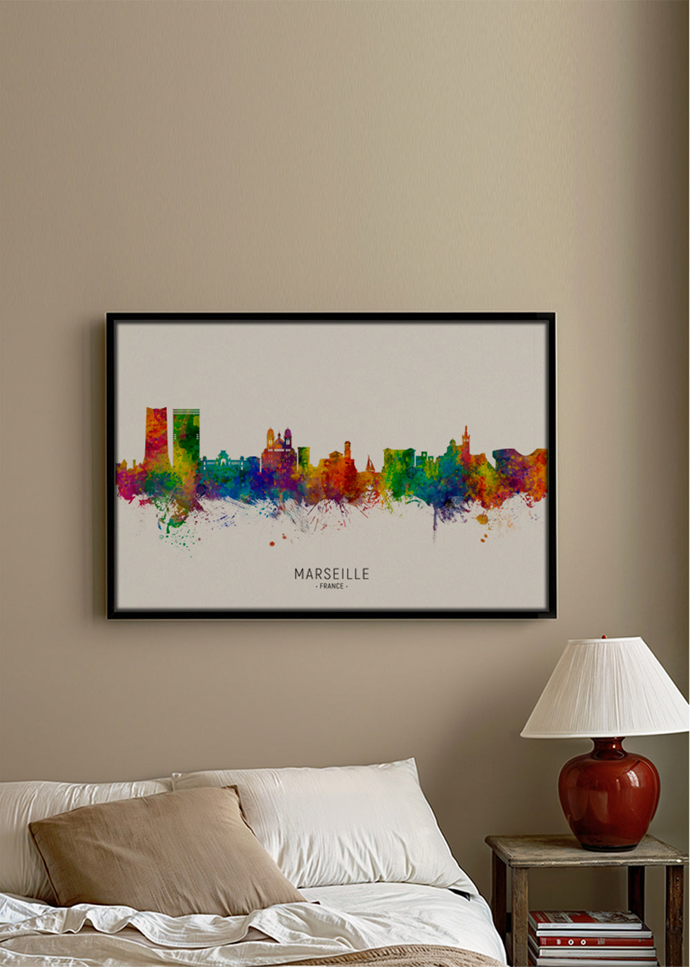Bybillede Marseille i akvarel multicolor