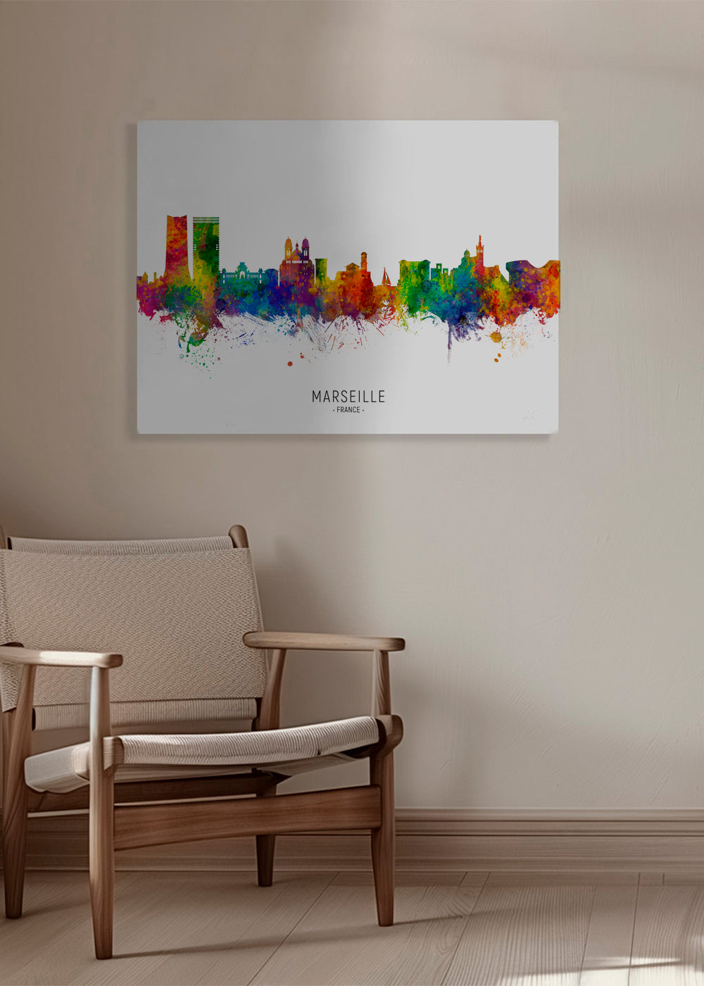 Bybillede Marseille i akvarel multicolor