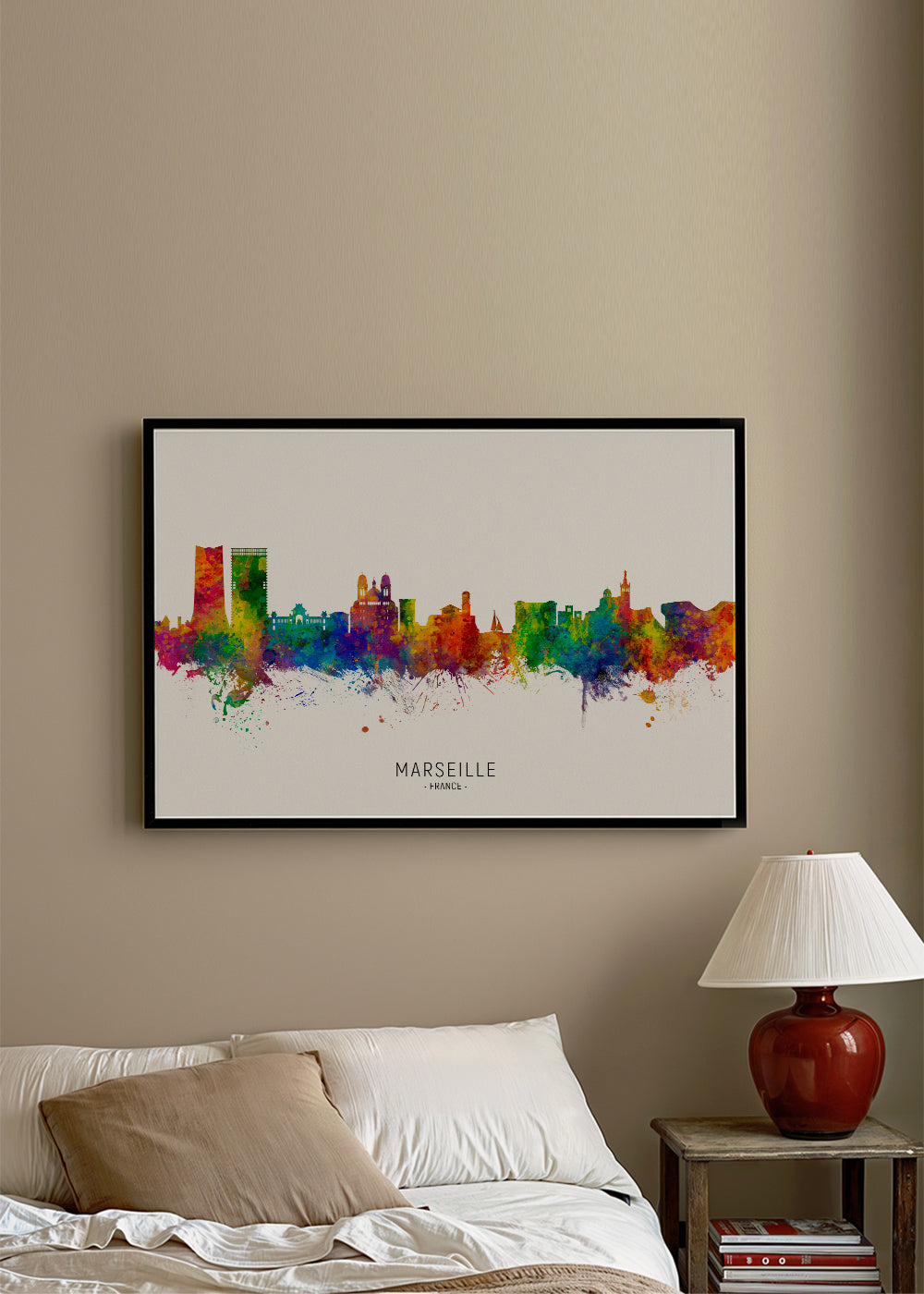 Bybillede Marseille i akvarel multicolor