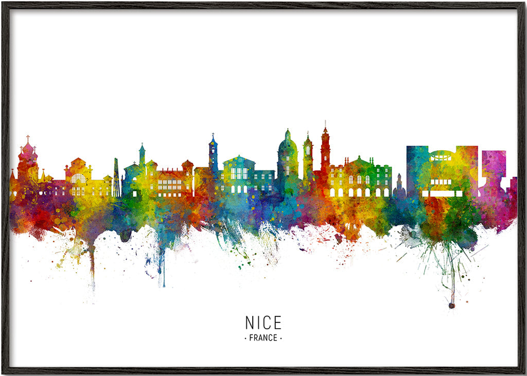 Køkkenkunst: Nice skyline akvarel i farver