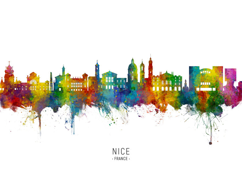 Køkkenkunst: Nice skyline akvarel i farver
