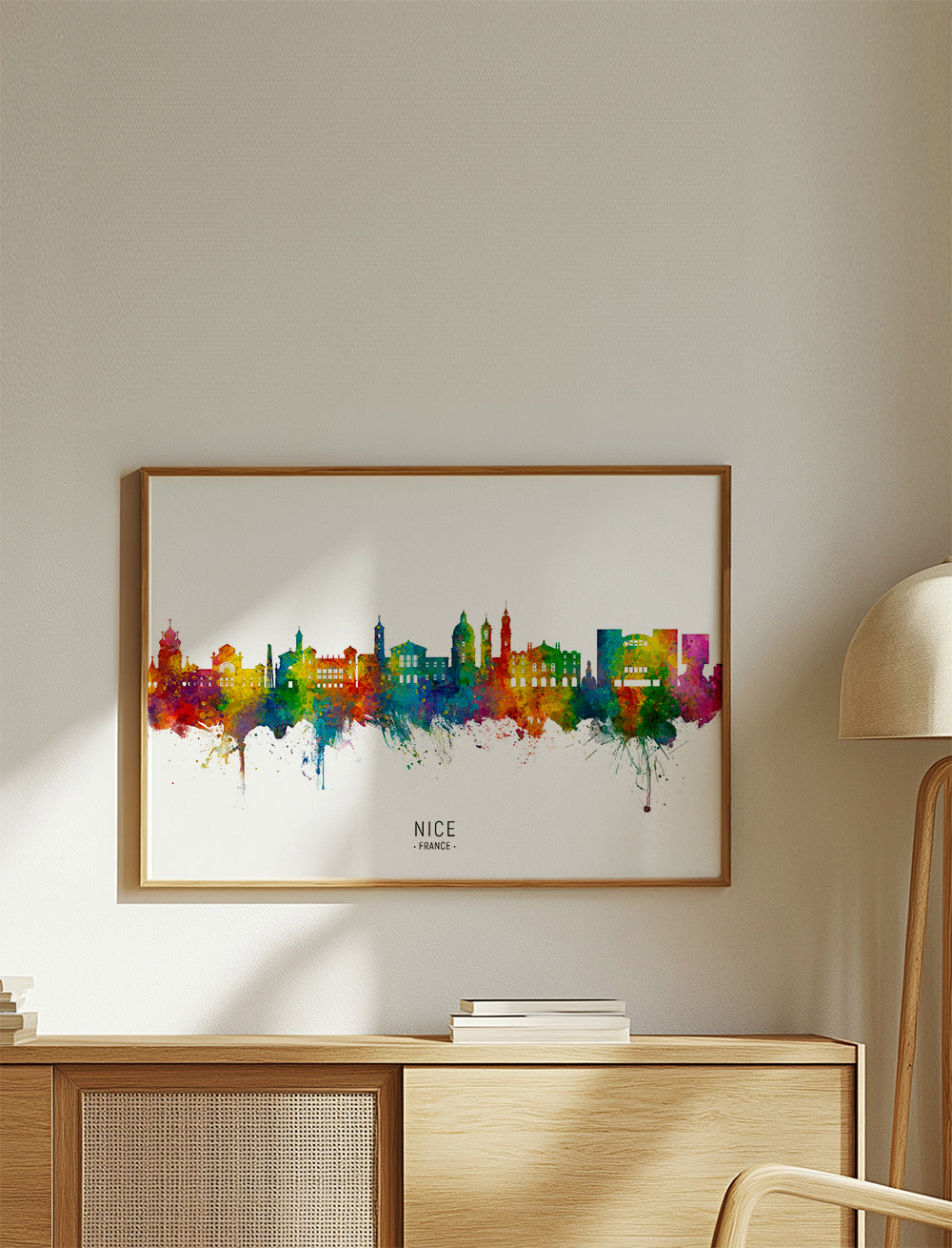 Køkkenkunst: Nice skyline akvarel i farver