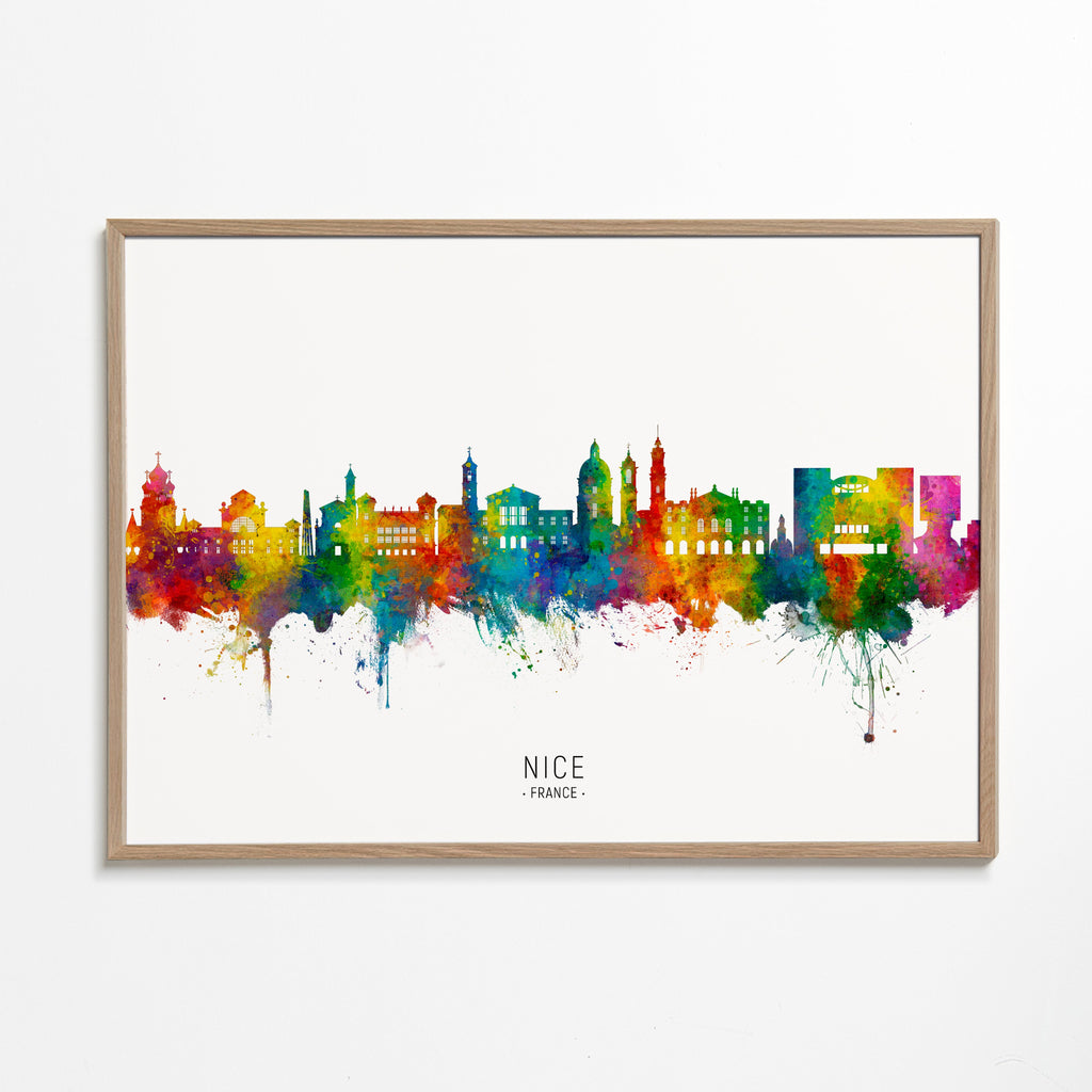Køkkenkunst: Nice skyline akvarel i farver