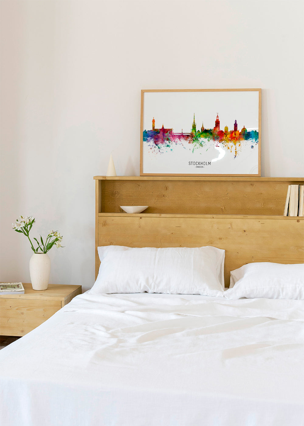 Bykunst: Stockholms skyline i akvarel