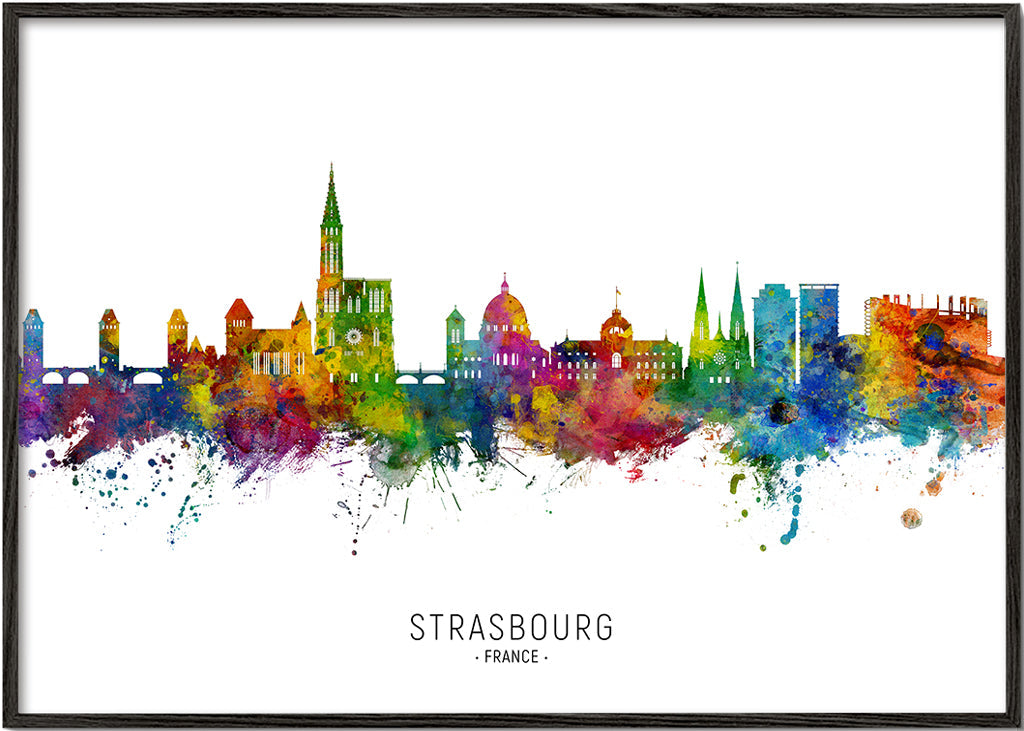 Byplakat Strasbourg farverig skyline