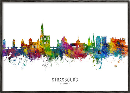 Byplakat Strasbourg farverig skyline
