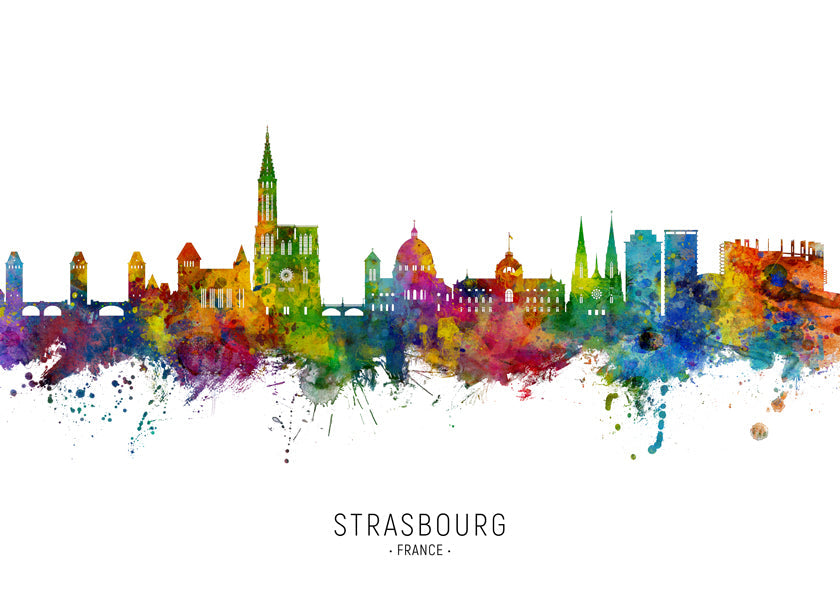 Byplakat Strasbourg farverig skyline