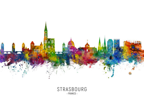 Byplakat Strasbourg farverig skyline