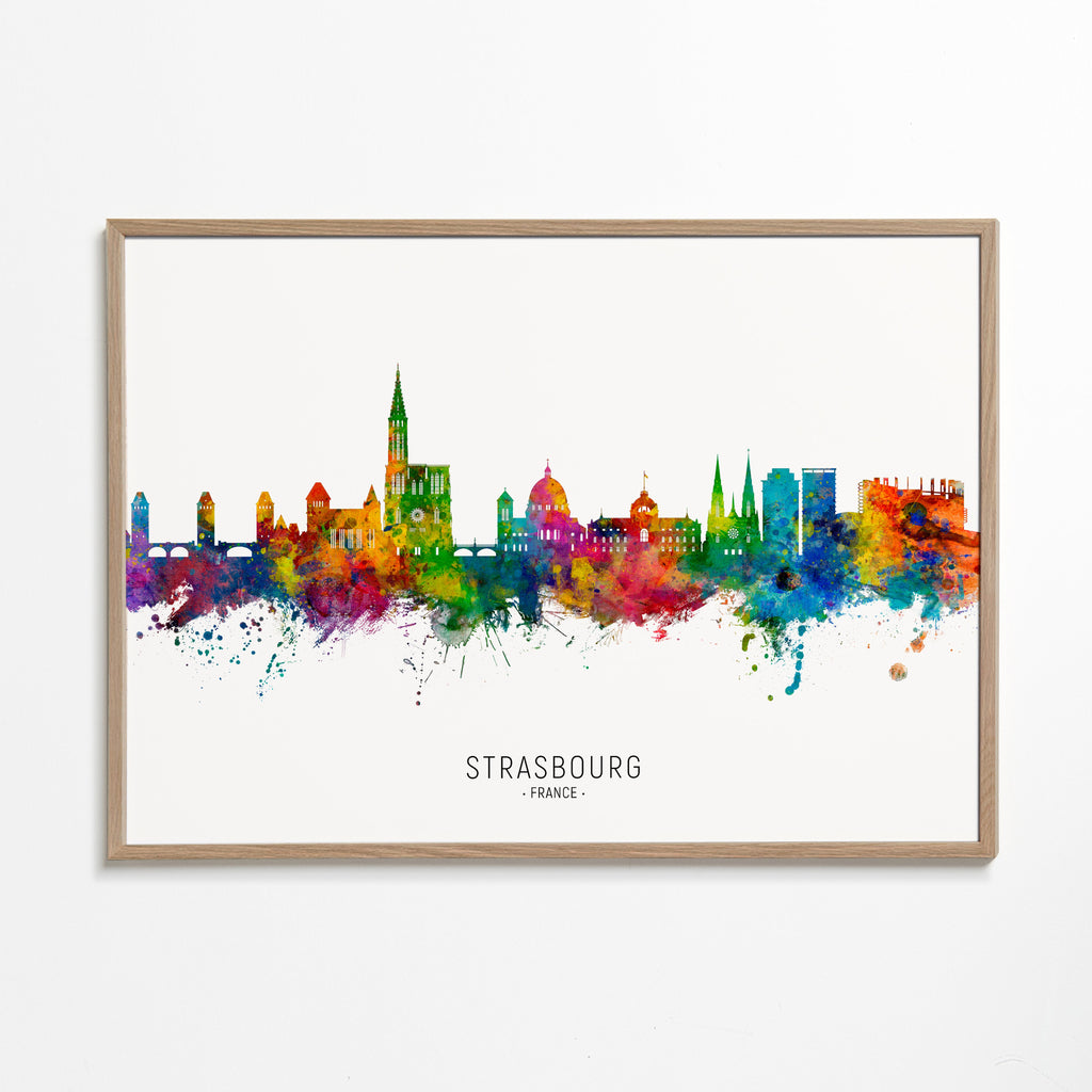 Byplakat Strasbourg farverig skyline