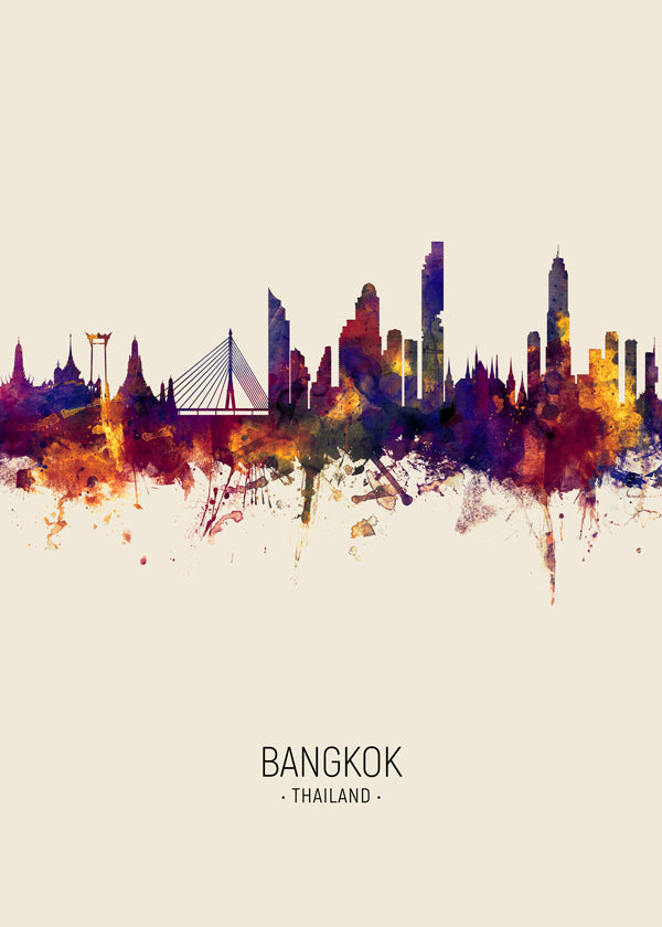 Plakat by Bangkok akvarel beige