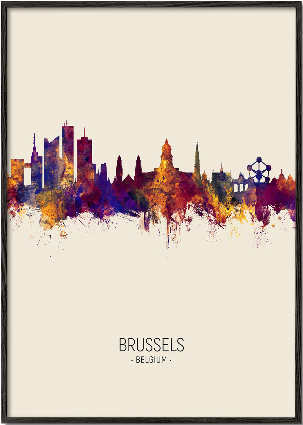 Byplakat Bruxelles skyline akvarel