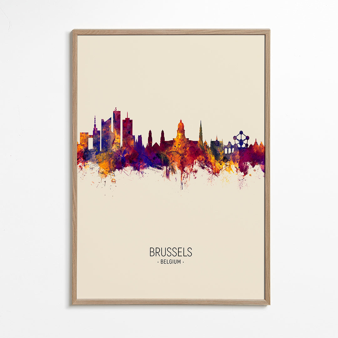 Byplakat Bruxelles skyline akvarel