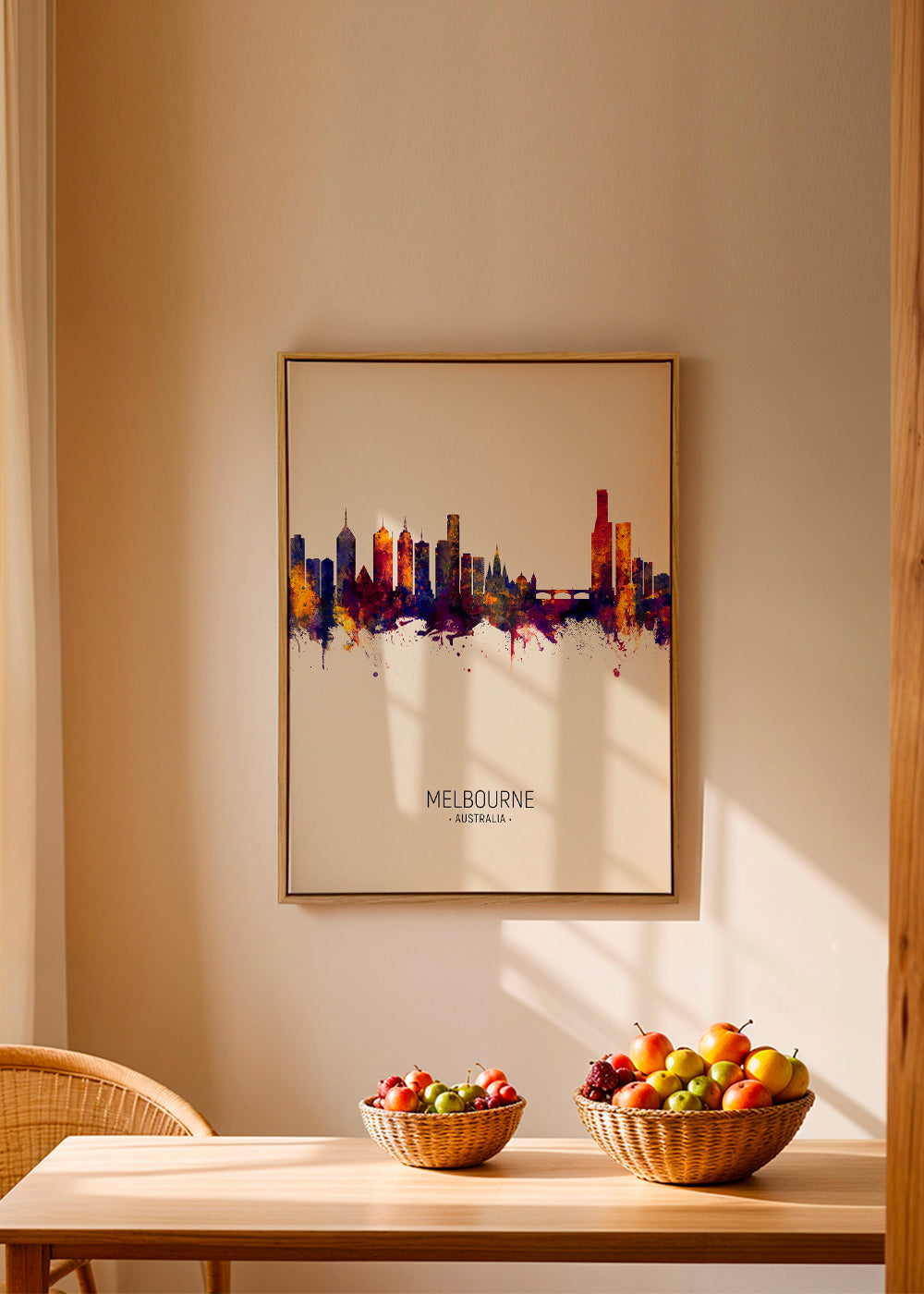 Kunstværk Melbourne skyline i akvarel