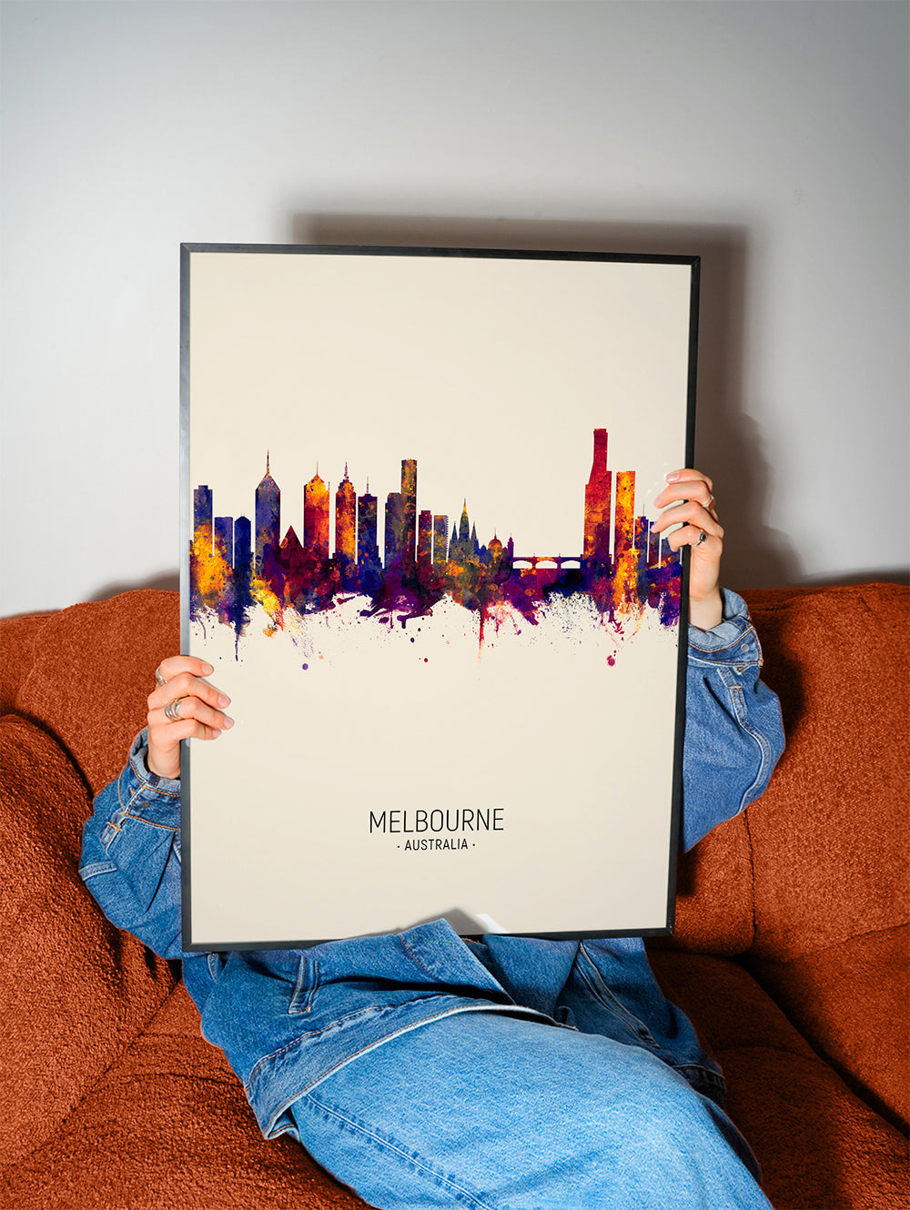 Kunstværk Melbourne skyline i akvarel