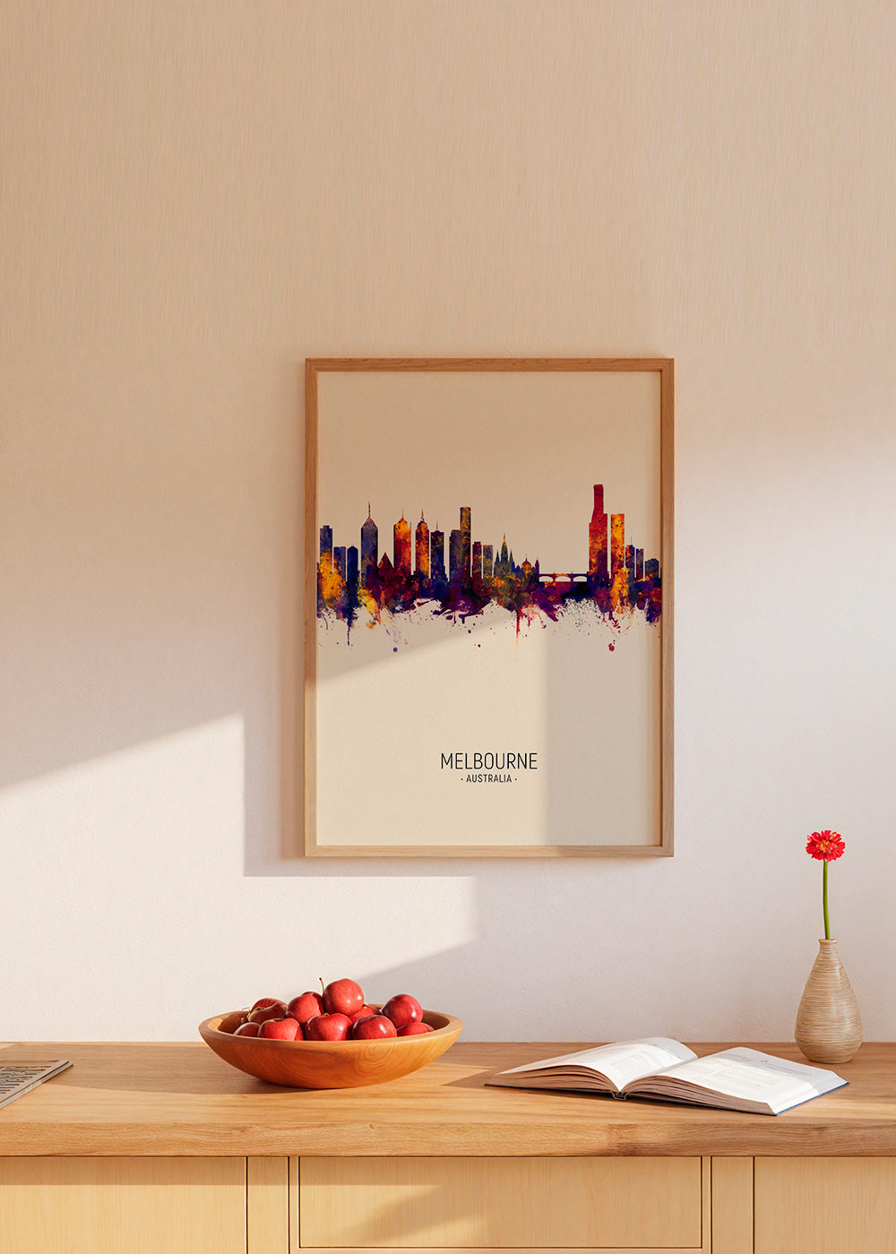 Kunstværk Melbourne skyline i akvarel
