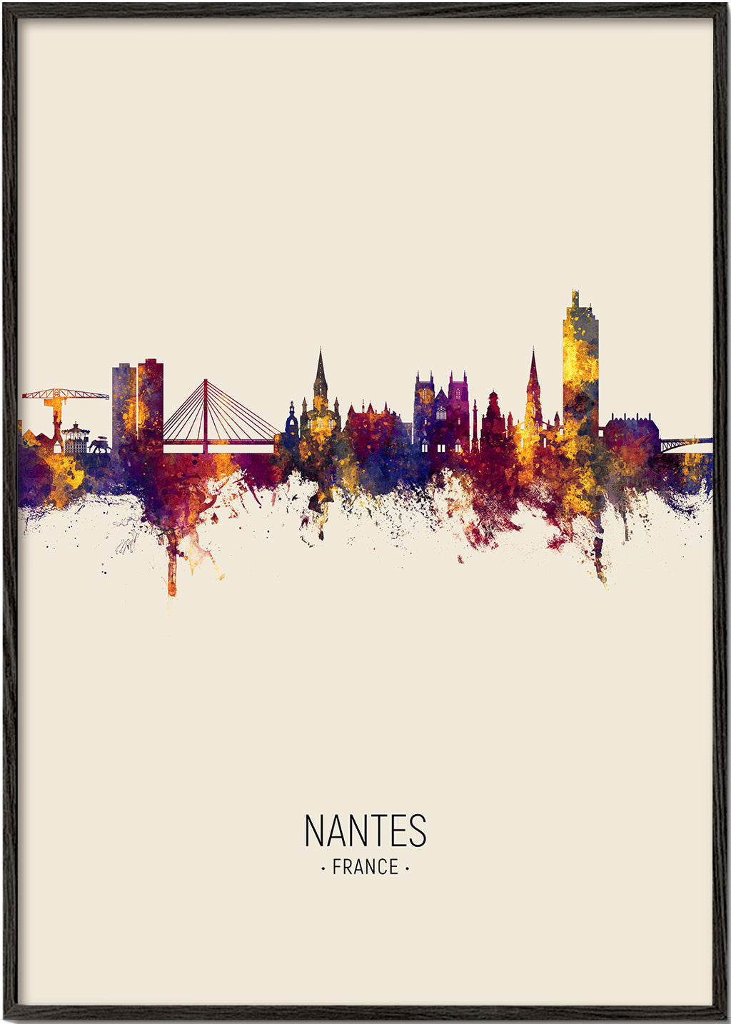 Plakat af Nantes: skyline i akvareltoner