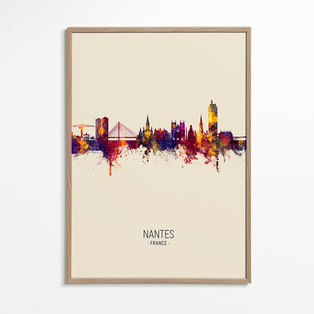 Plakat af Nantes: skyline i akvareltoner
