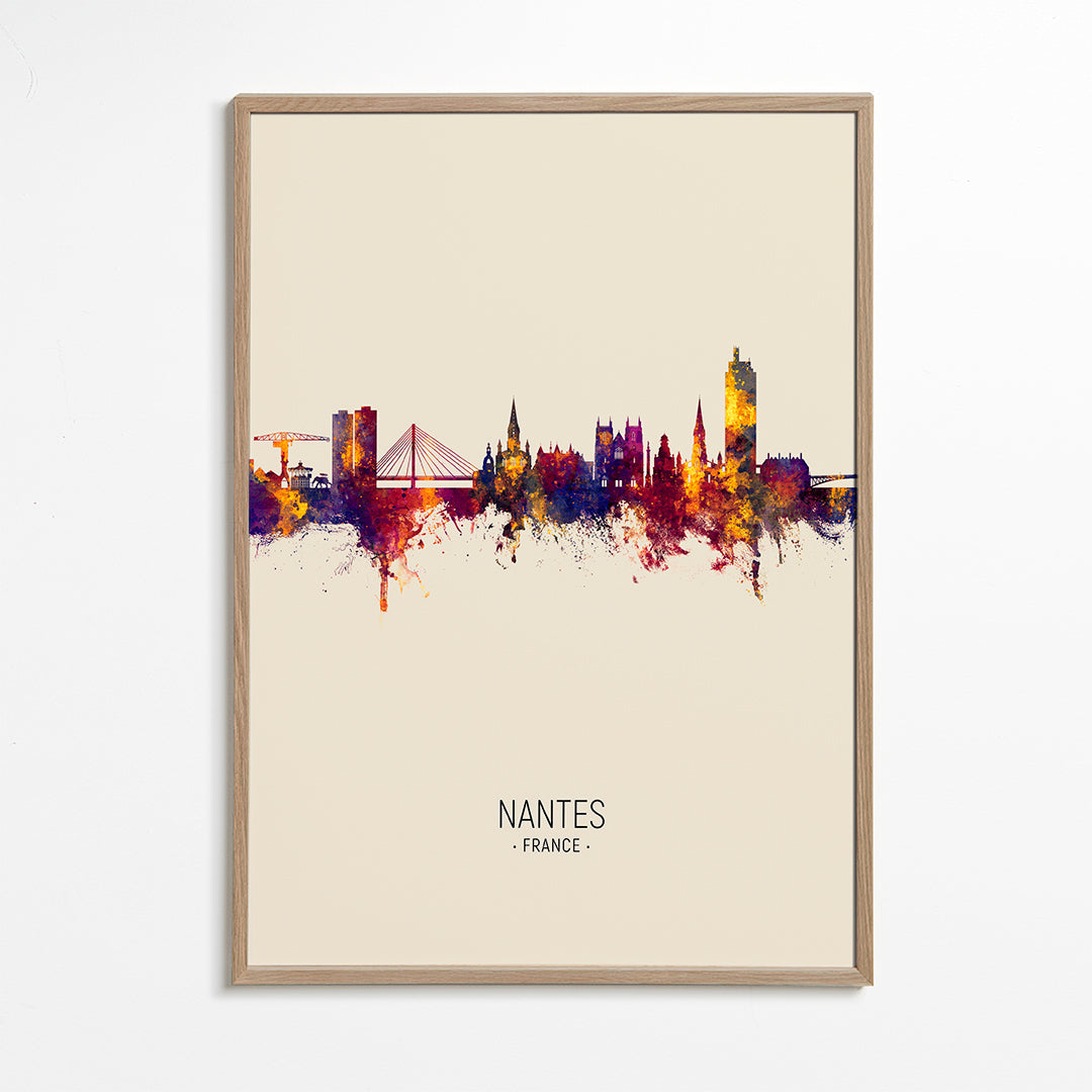 Plakat af Nantes: skyline i akvareltoner
