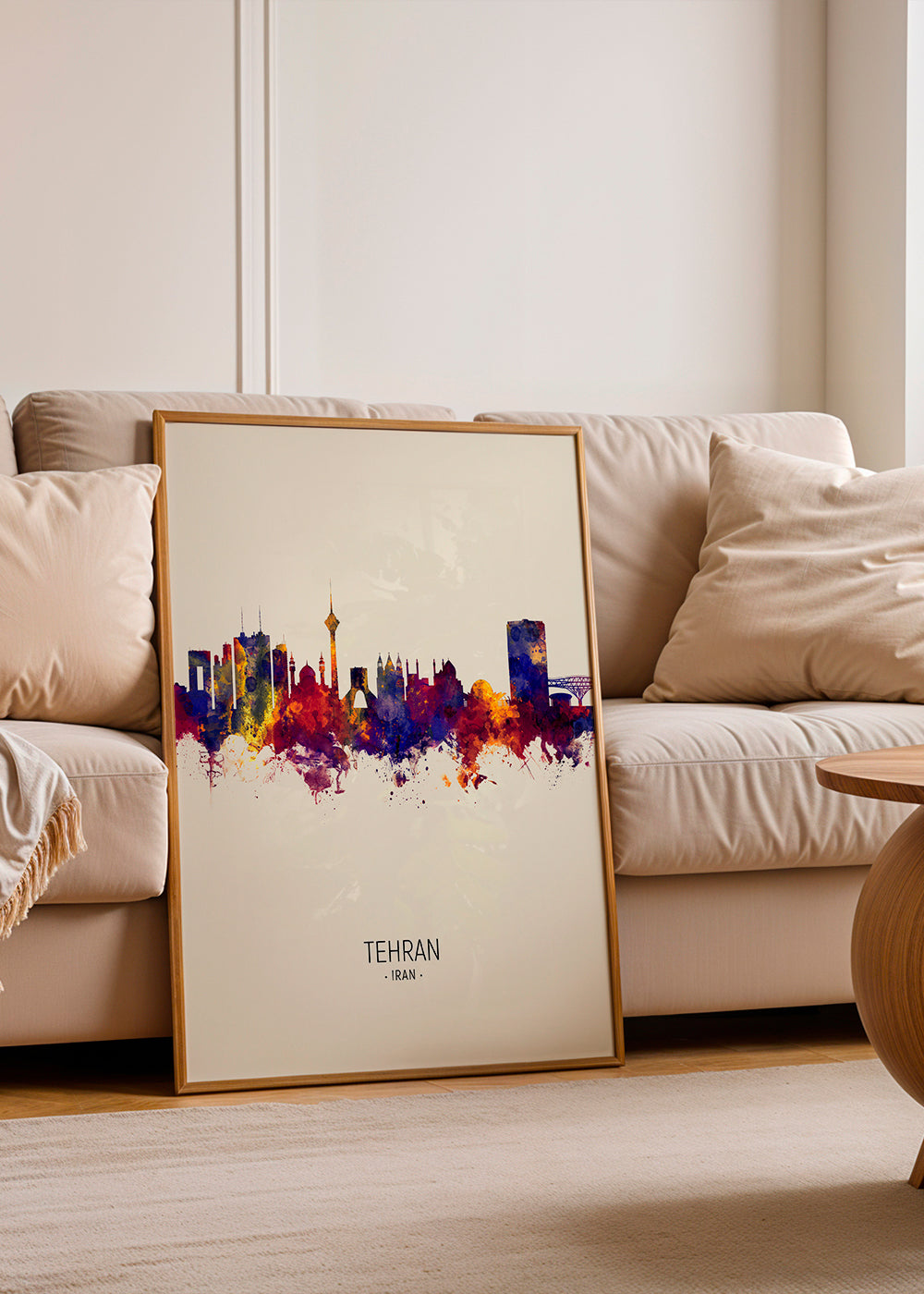 Bykunst Teheran skyline akvarel