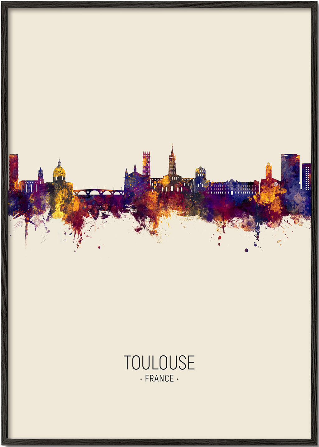 Køkkenkunst Toulouse akvarel skyline