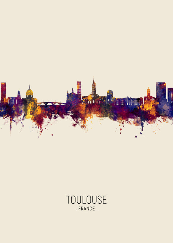 Køkkenkunst Toulouse akvarel skyline