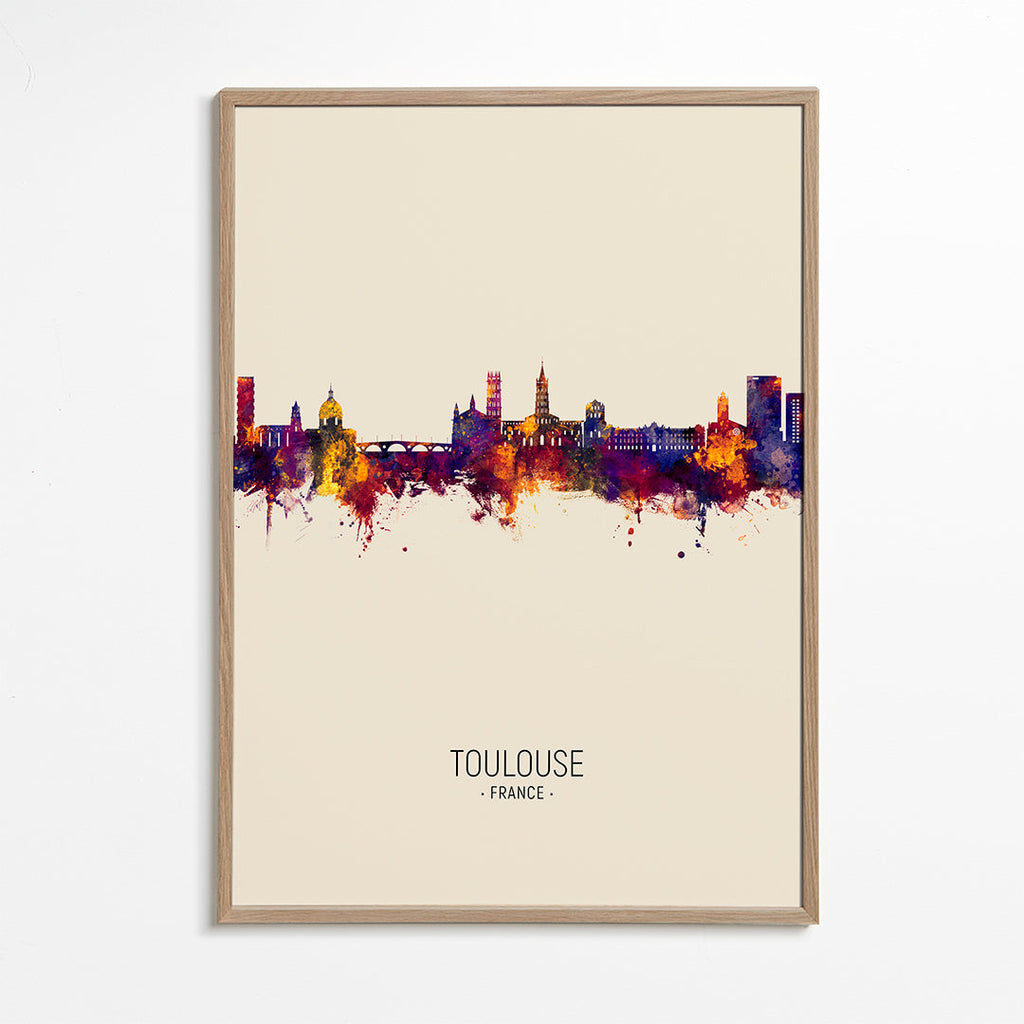 Køkkenkunst Toulouse akvarel skyline