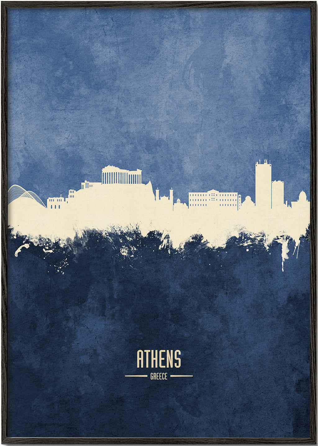 Køkkenkunst: Athens skyline i blå