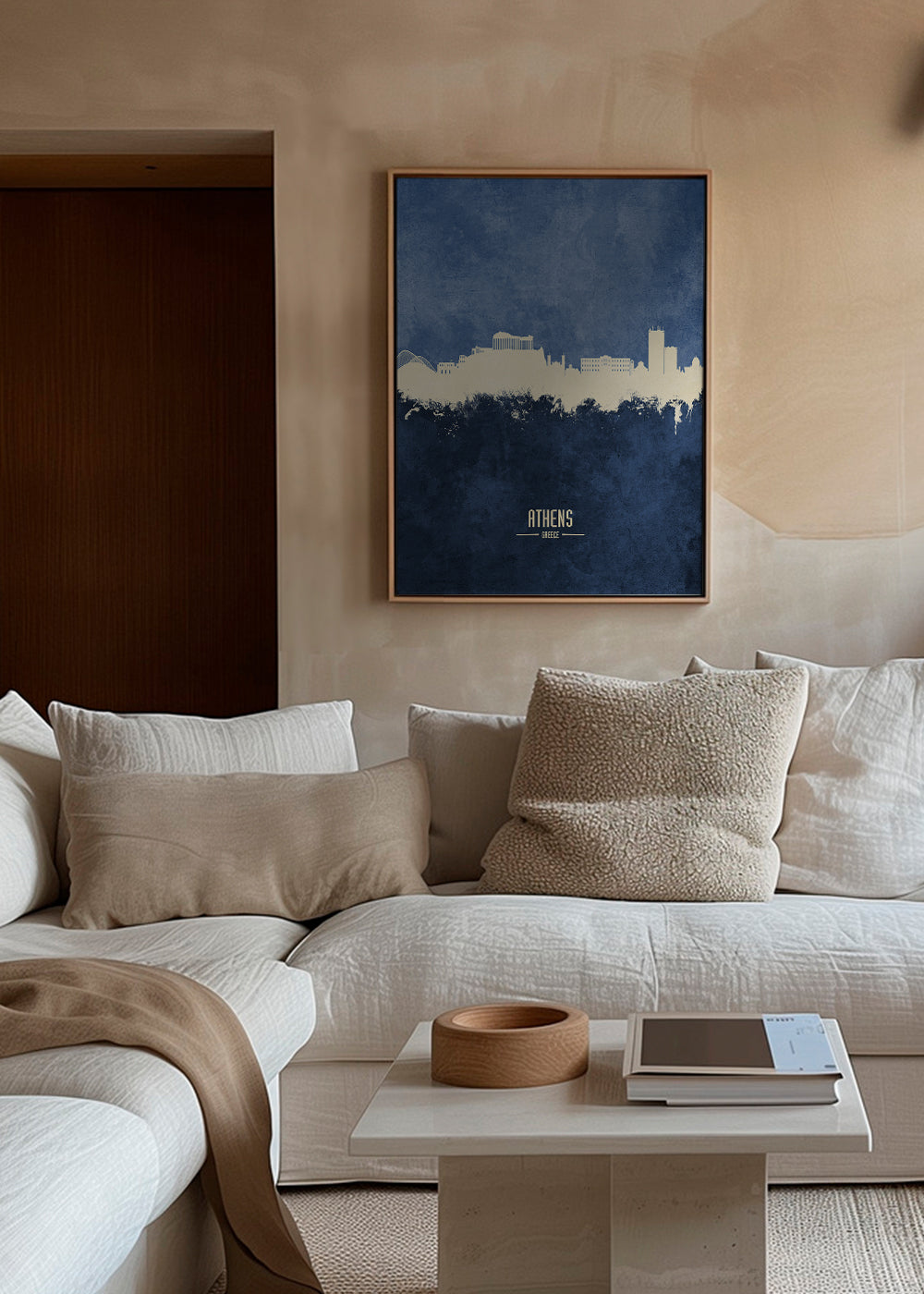 Køkkenkunst: Athens skyline i blå