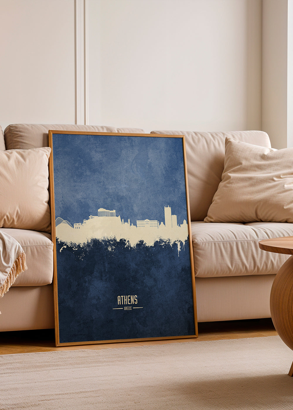 Køkkenkunst: Athens skyline i blå