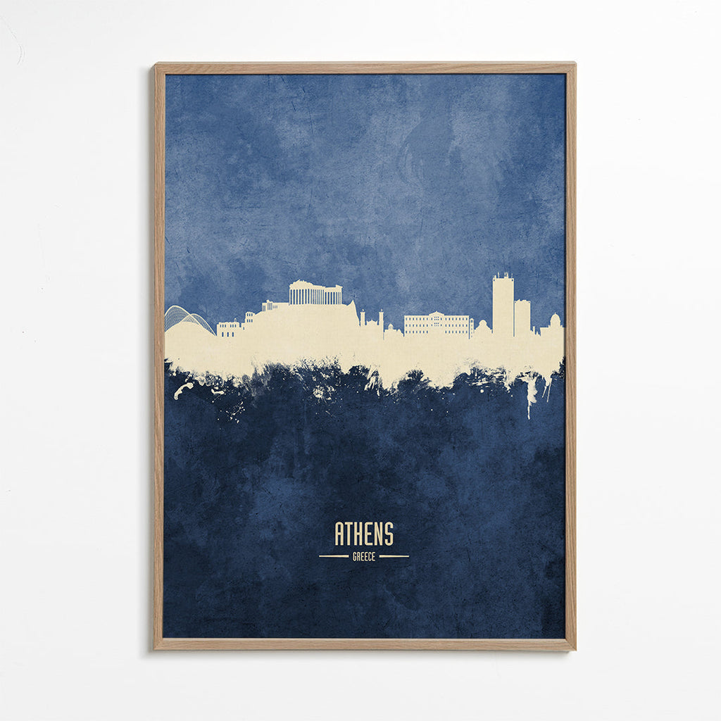 Køkkenkunst: Athens skyline i blå