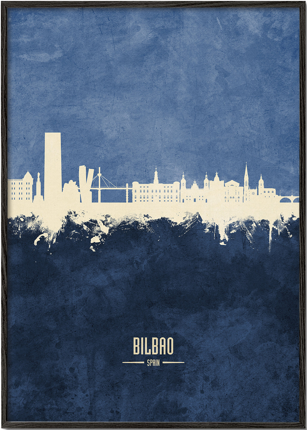 Byplakat: Bilbao skyline i blå