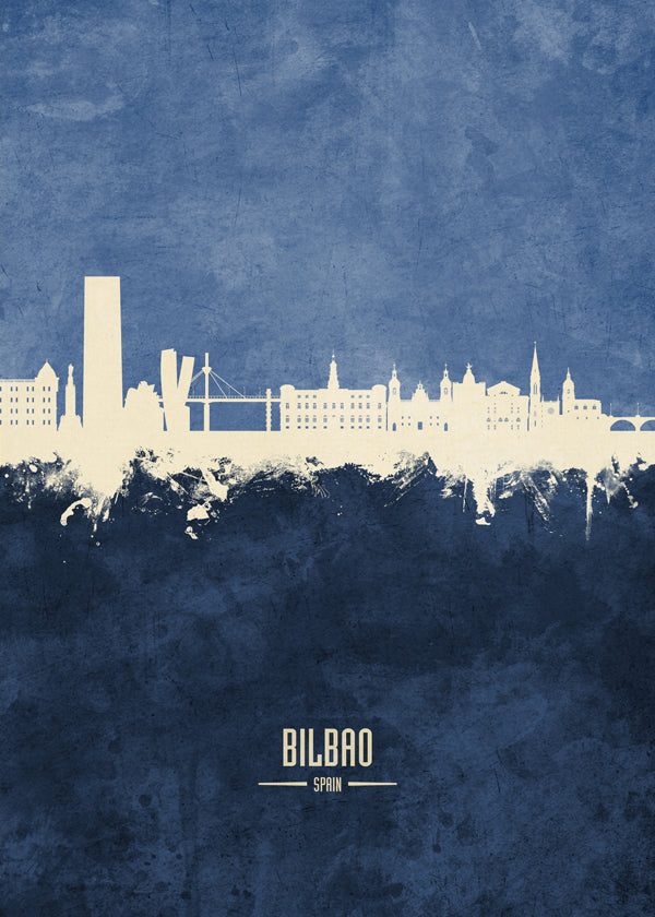 Byplakat: Bilbao skyline i blå