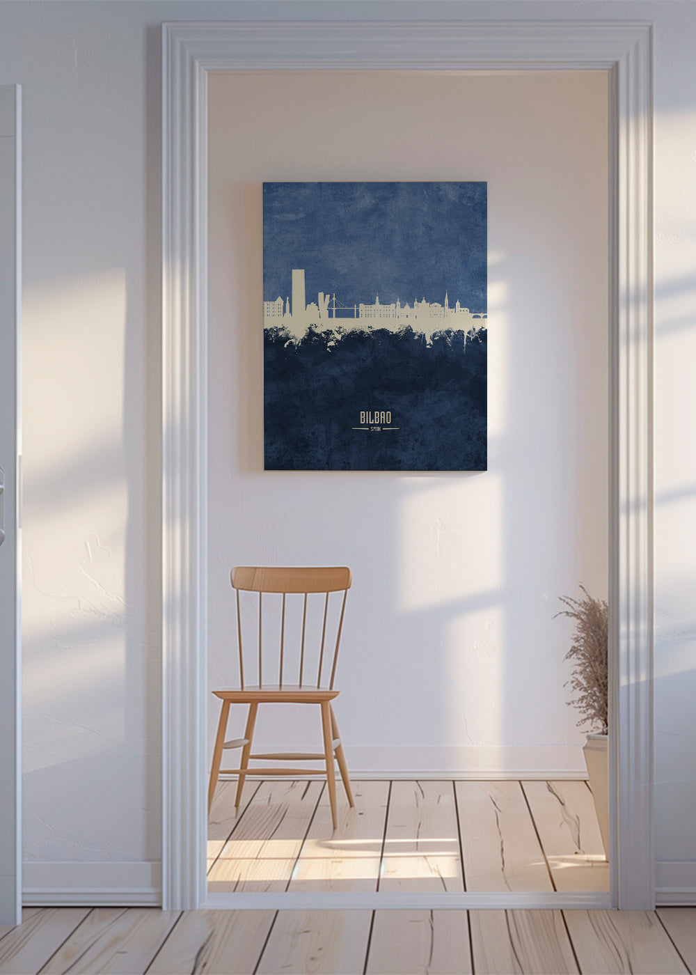 Byplakat: Bilbao skyline i blå