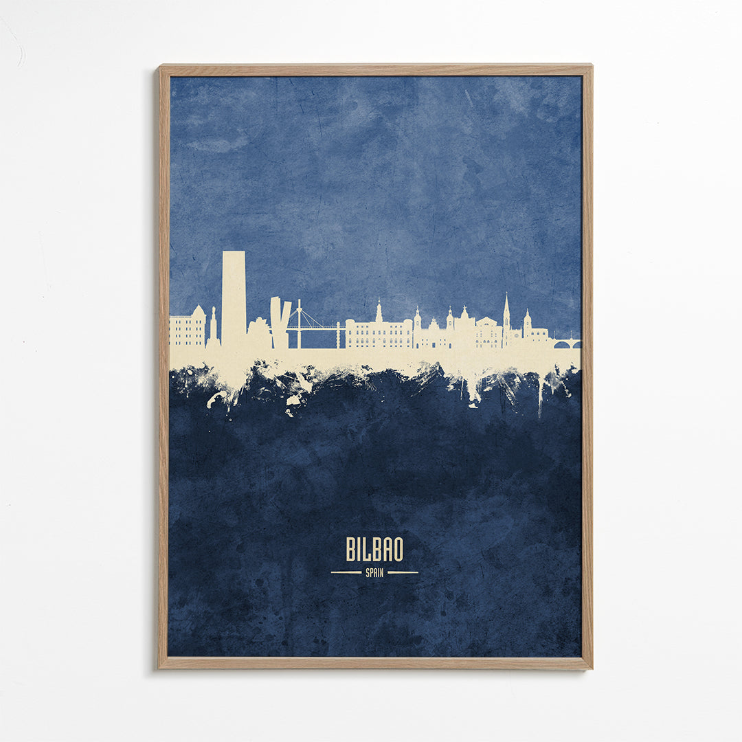 Byplakat: Bilbao skyline i blå