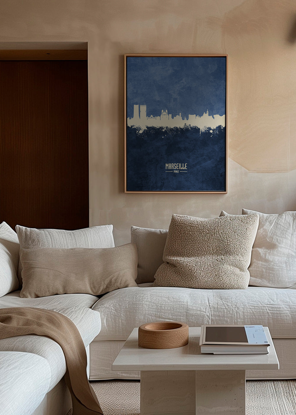 Køkkenkunst: Marseille skyline i blå
