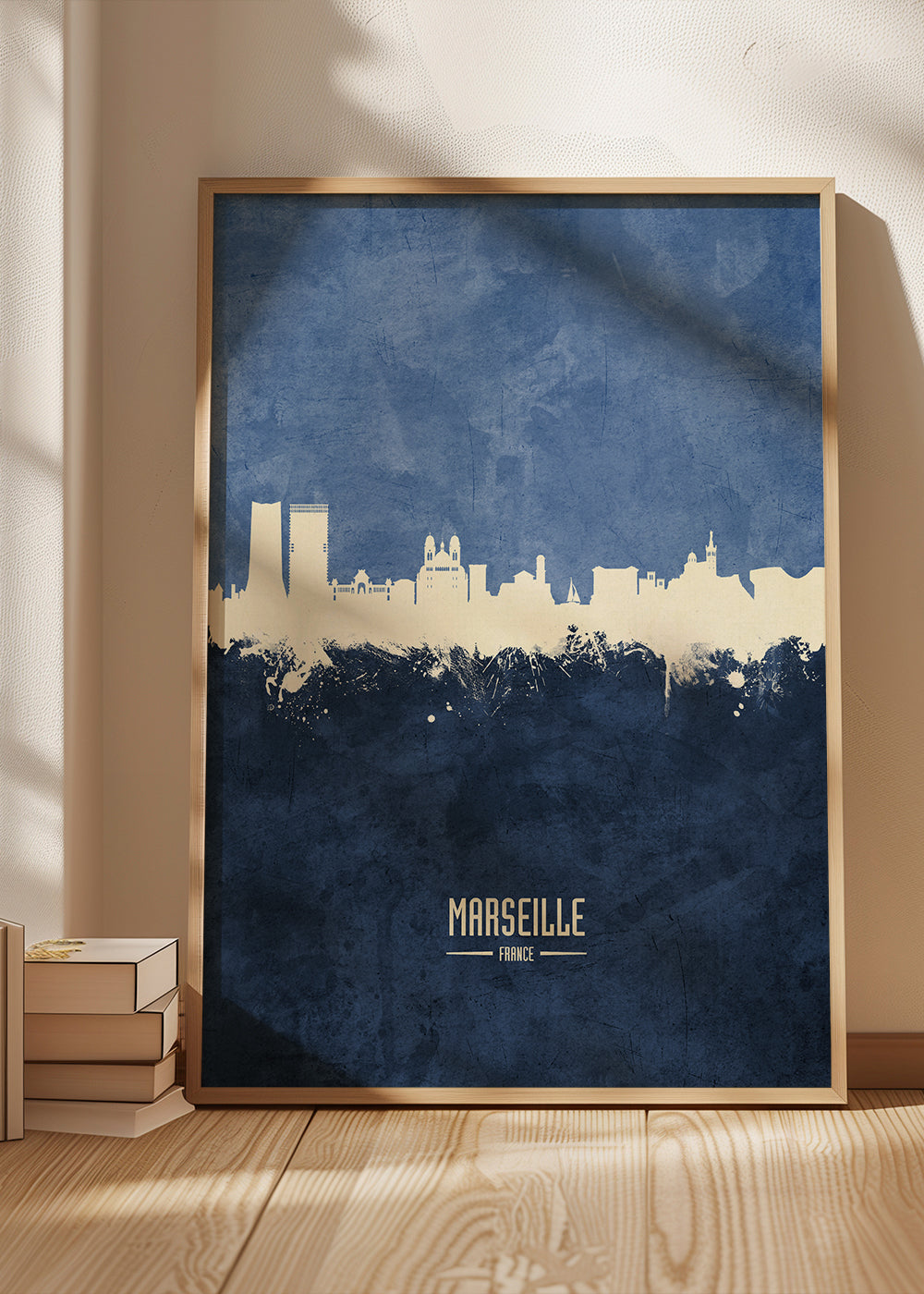 Køkkenkunst: Marseille skyline i blå
