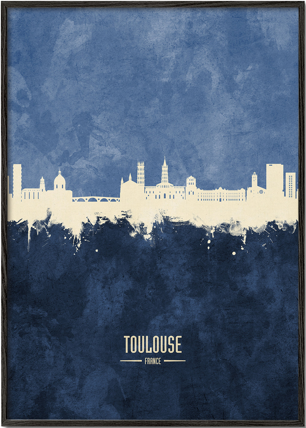 Rejseplakat Toulouse skyline blå