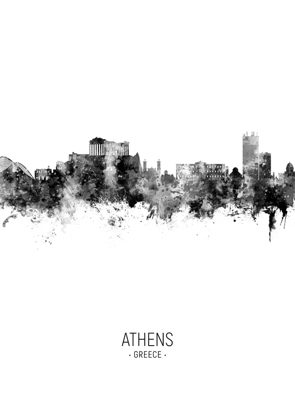 Køkkenkunst: Athen skyline i blæk