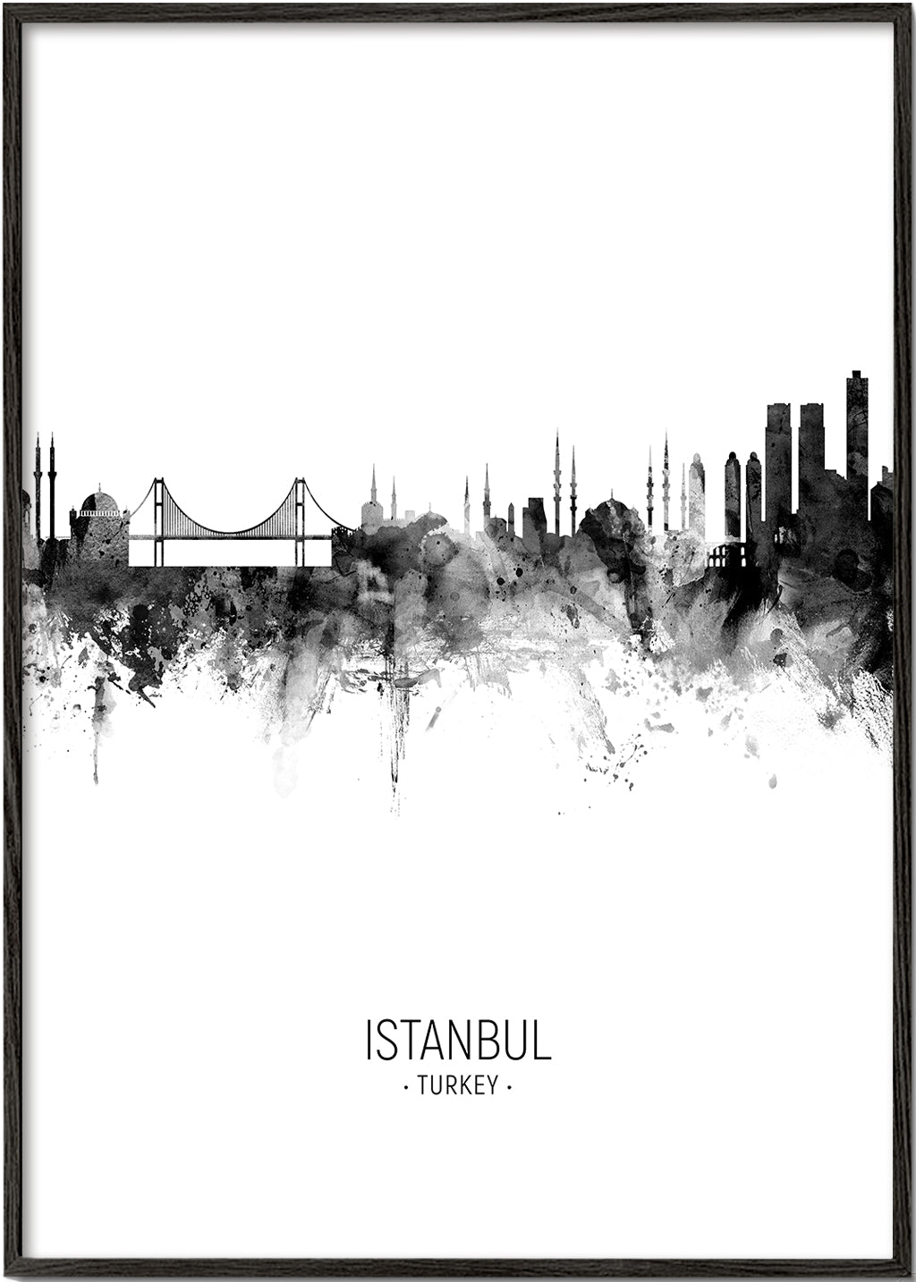 Rejseplakat: Istanbuls skyline i blæk