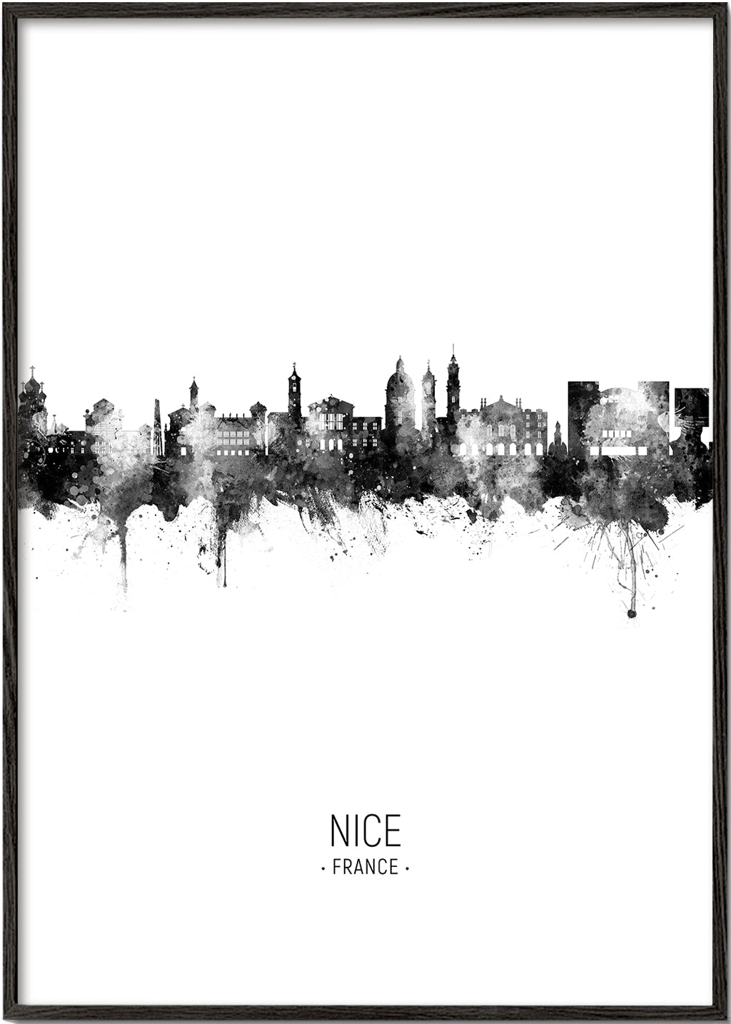 Køkkenkunst Nice skyline i sort-hvid