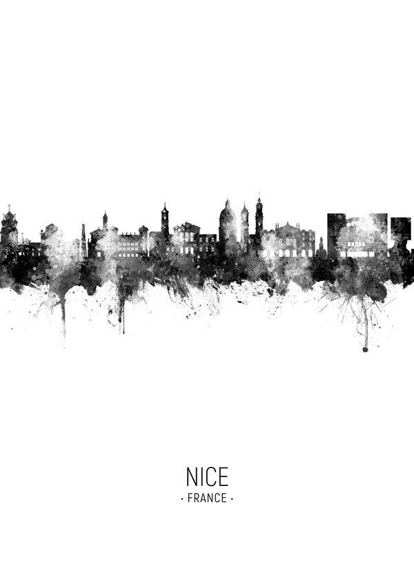 Køkkenkunst Nice skyline i sort-hvid