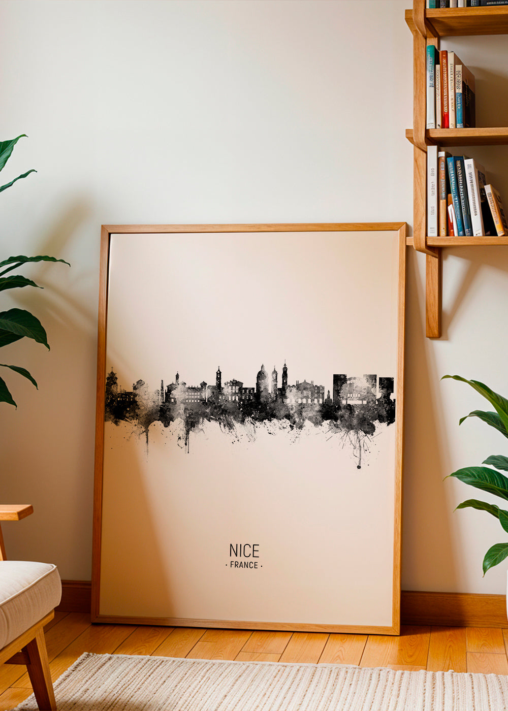 Køkkenkunst Nice skyline i sort-hvid