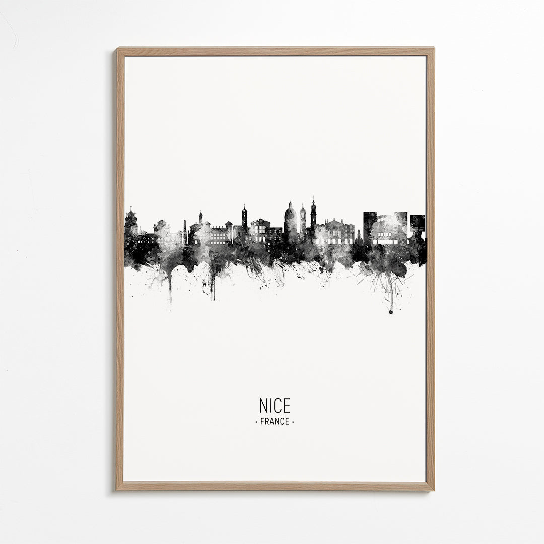 Køkkenkunst Nice skyline i sort-hvid