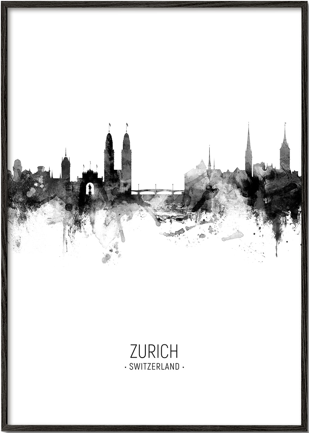 Køkkenkunst Zurich skyline i blæk