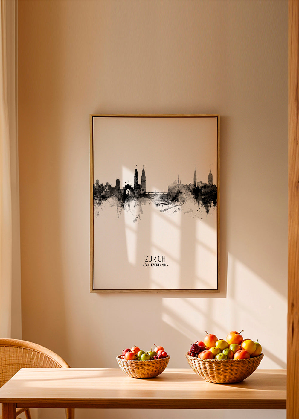Køkkenkunst Zurich skyline i blæk
