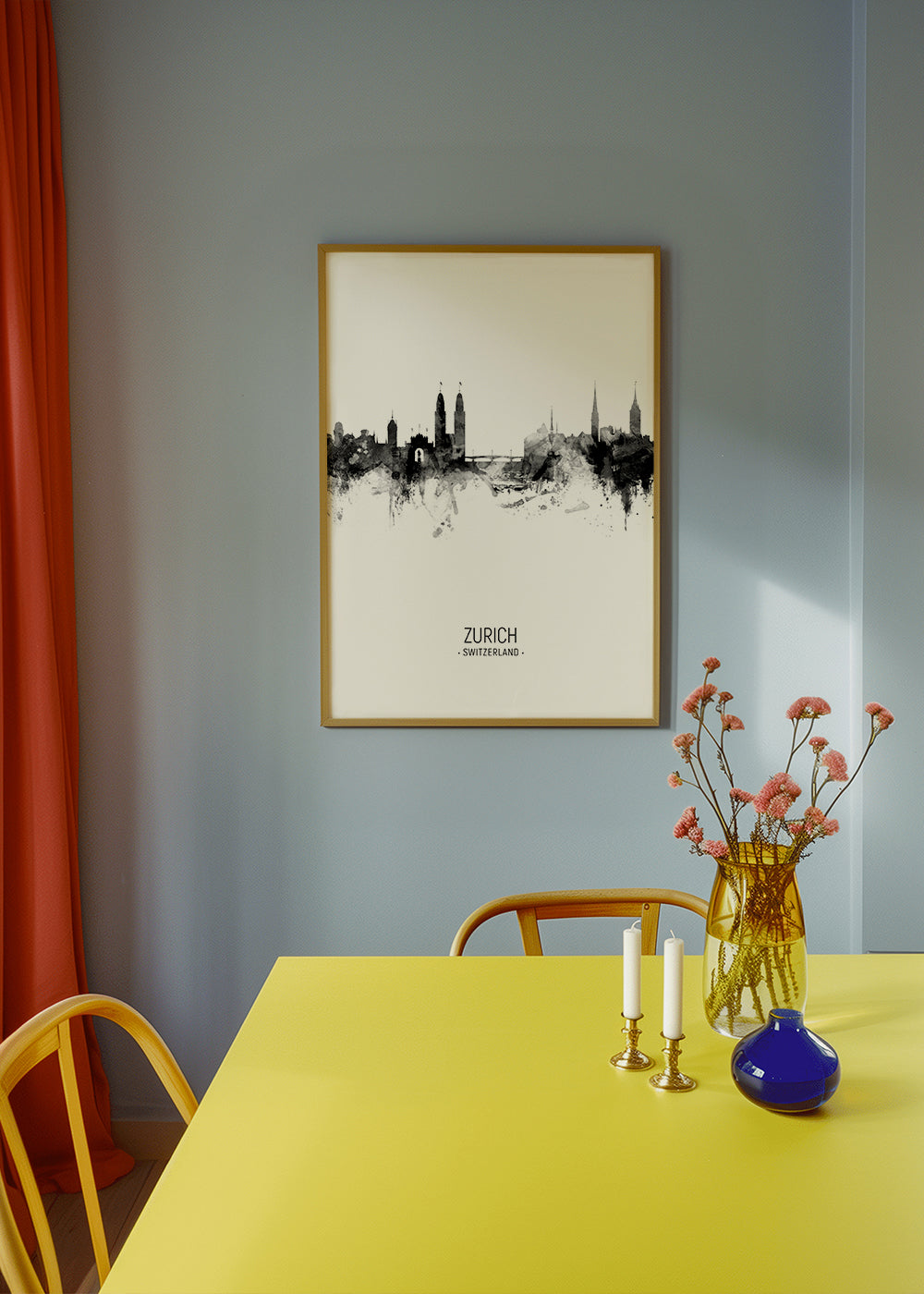 Køkkenkunst Zurich skyline i blæk