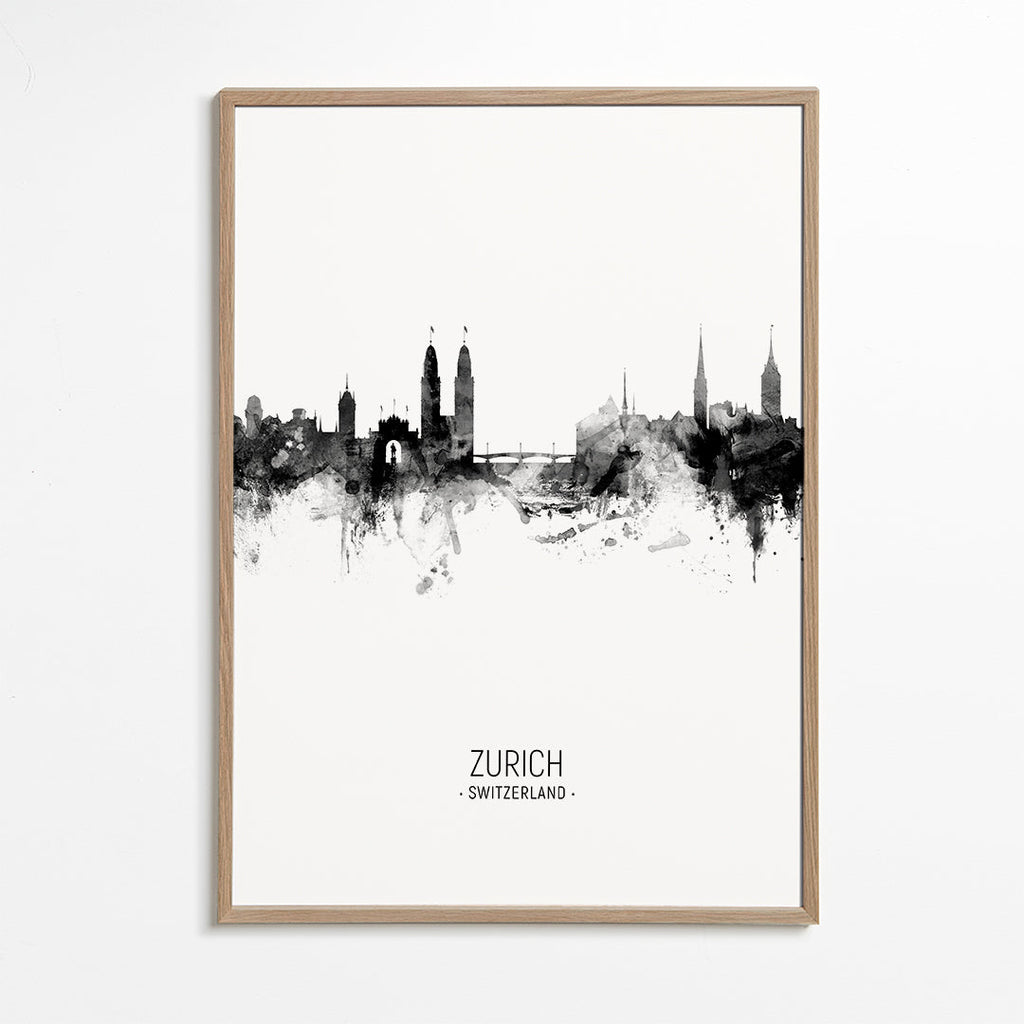 Køkkenkunst Zurich skyline i blæk