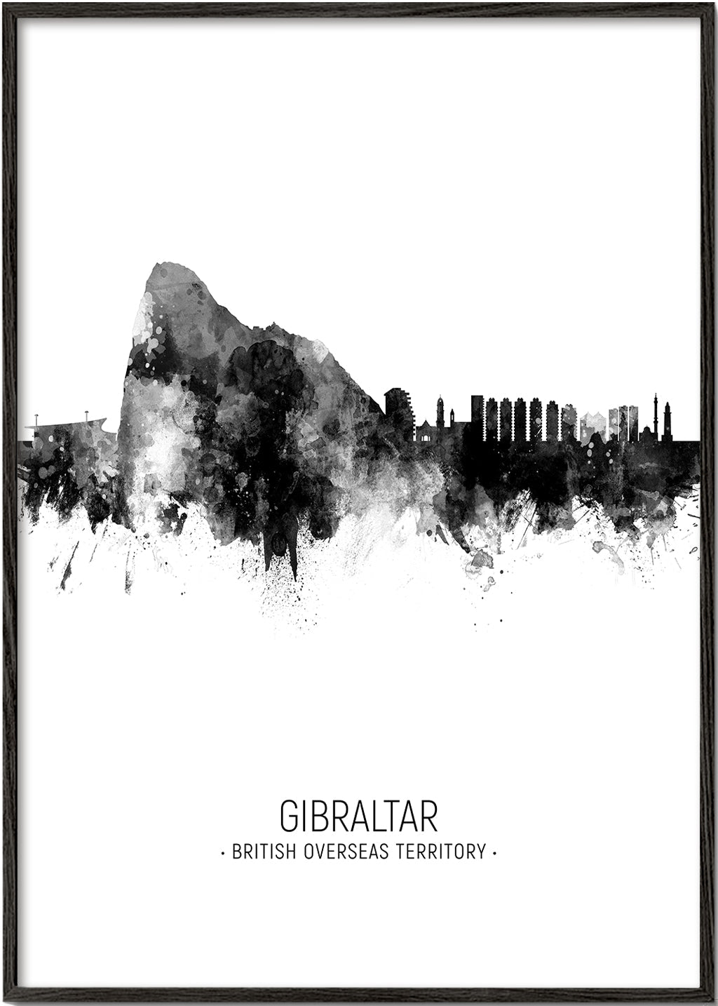 Køkkenkunst Gibraltar skyline i sort-hvid